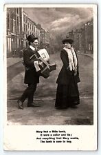 1909 COMICAL RICH MAN BUYING LOTS OF PRESENTS FOR LADY POEM RPPC POSTCARD P3191 picture