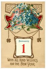 c.1907January 1 Wishes New Year's Vintage Postcard New Year  Embossed  picture