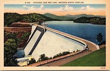 Hiwassee Dam & Lake Western North Carolina Scenic Overlook Linen Postcard picture