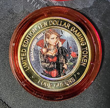 2022 FOUR QUEENS $10 RED Cap Silver Strike Lady Red Rose Halloween Release .999 picture