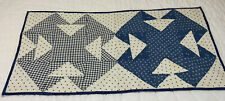 Vintage Antique Patchwork Quilt Table Runner, T’s, Early Calicos, Blue, White picture