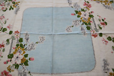 Vintage 1960s Linen Summer Tablecloth 49 X 52