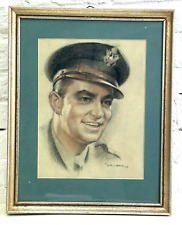 1949 US Army Officer Charcoal Framed Portrait Art picture