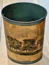 Vintage Columbia College University Metal Trash Can 1828 Campus Engraving Scene picture