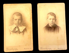 ANTIQUE CDV PHOTO 2-PC LOT HANDSOME YOUNG BOYS FROM MEDINA OHIO 1890s GOOD picture