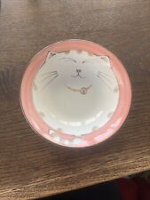 Maneki Neko Lucky Happy Fat Cat Plate Shallow Bowl Porcelain Pink Kitty picture