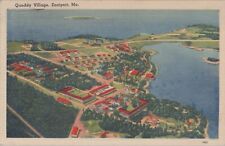Eastport Maine Quoddy Village Aerial View Unposted Linen Postcard picture