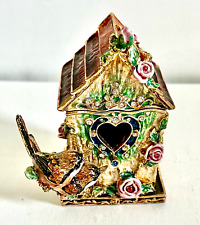 Jeweled Enameled Birdhouse Trinket Box (3