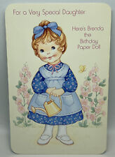 Vtg Paper Doll Daughter Birthday Greeting Card Dutch German Unused picture