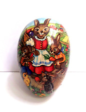 Vintage German Cardboard Rabbits Chicks Paper Mache Easter Egg picture