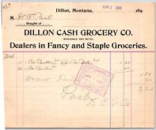 Dillon, MT Dillon Cash Grocery Fancy Staple Groceries 1899 Billhead - G.T. Paul* picture