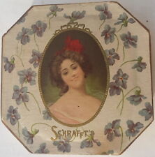 Octagon Shaped Victorian Pretty Girl Schrafft's Chocolates Box, Original Paper picture