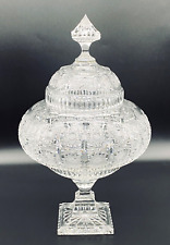 Czech Hand Cut Extra Large Crystal Footed Dish Center Piece 15