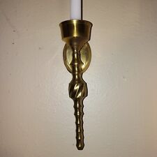 VTG Solid Brass Wall Sconce Candle Holder, Twist Design, Drip Tray Cottagecore picture