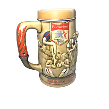 Vintage Budweiser 1984 LA Los Angeles Olympic Stein Cycling Beer Mug Ceramarte picture