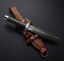 Custom Handmade Damascus Steel dagger Knife Full Tang dagger With Leather Sheath picture