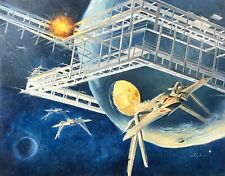 George A. Bush Original science fiction oil painting, Space Battle 1979 picture