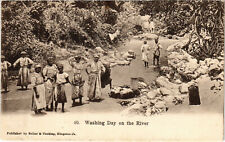 PC CPA JAMAICA, WASHING DAY ON THE RIVER, Vintage Postcard (b21589) picture