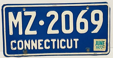 Vintage 1977 Connecticut License Plate MZ-2069 Tag Original Jun 1977 picture