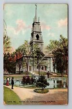 Bath ME-Maine, Winter St Congregational Church, Antique Vintage Postcard picture