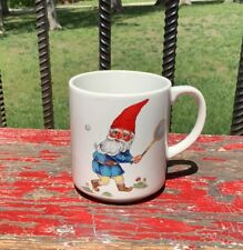 Vintage Happy Gnome Playing Tennis Coffee Mug 3.25 X 3.25” Japan picture