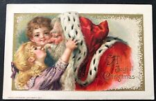 Winsch Art Santa Red Robe Suit Good Kissing Child Christmas Vintage Postcard V68 picture