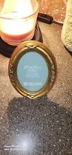 Vintage Oval Picture Frame Ornate Gold Tone Metal Easel 1950's  Small picture