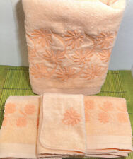 VTG Dundee Embroidered Cotton Towel Set Bath Hand Washcloth Light Orange picture