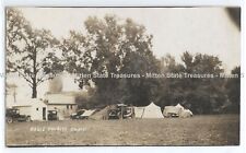 Tourist camp, cars, tents, Paris, Ontario, Canada; history photo postcard RPPC picture