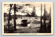 Scene Bowring Park St Johns Newfoundland Bridge WB Postcard UNP VTG Unused picture