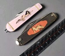 Vintage USA United Cutlery Pin Up Nude Picture Pocket Knife Folding Slip Joint picture