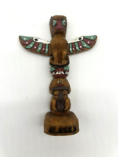 Vintage Kiana Resin Northwestern Tribal Painted Totem Pole ALASKA 6 1/4” | C303 picture