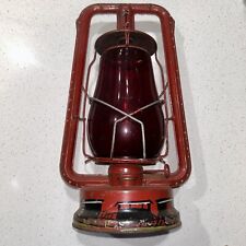 RARE VINTAGE DIETZ FIT ZALL NY USA MILL LANTERN RED GLASS Loc-nob Pat D 12-4-23 picture