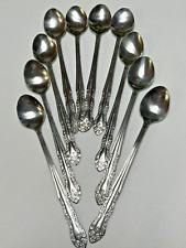Vintage Imperial Stainless Steel Fleurette Ice Tea Spoons Set of 10 picture