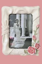 Vintage Picture Frame 3-D Pink Roses Cottagecore Ceramic For 5 x 7 Photo picture