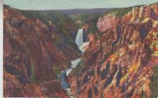 Grand Canyon Great Falls in the Distance YELLOWSTONE NATIONAL PARK #1075 Vintage picture