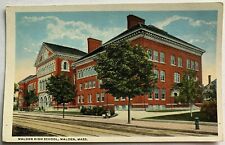 Postcard Malden MA - High School with Students picture
