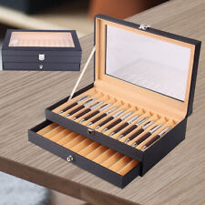 24 Fountain Pen Leather Display Box Holder Organizer Storage Collector Box picture