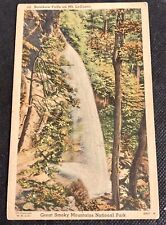 Vintage Great Smoky Mountains NP Linen Postcard Rainbow Falls on Mt. LeConte picture