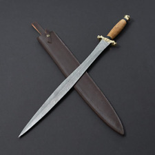 EGKH-Custom Handmade Damascus Steel Neddle Point Battle Ready Viking Style Sword picture