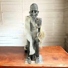Vintage African Tribal Sitting Man Wooden Hand Carved 24” Statue Figurine picture