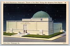 North Side Pittsburgh~Buhl Planetarium Observatory~ Stars @ Night~1940s Linen picture