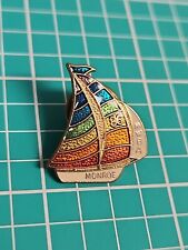 Vintage 1986 Mwba Monroe Rainbow Sail Boat Gold Tone Lapel Pin Hat Pin Tie Tac picture