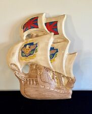 Vintage Mid-Century Large Chalkware Ship ~ Hanging Wall Art picture