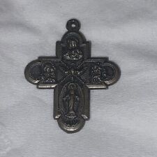 Vintage Catholic 4-way Cross Silver Tone Metal Charm picture