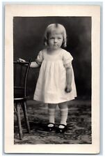 c1910's Cute Little Girl Curly Hair Studio Portrait Antique RPPC Photo Postcard picture