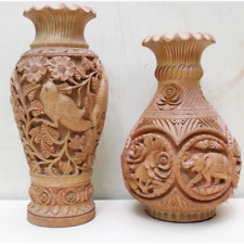 Wooden Miniature Carved Design Flower Pots attractive Planter Home/Office Decor picture