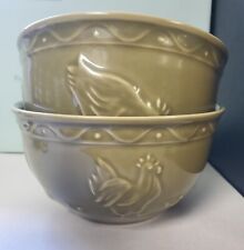 Marcador Stoneware Bowl With Embossed Roosters Made In Portugal 5.2
