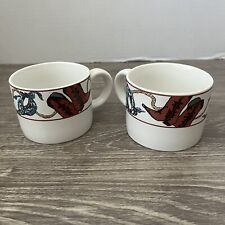 Vintage 1992 Sakura “Laredo” Cowboy Western Mug Genuine Stoneware Set Of 2 Cups picture