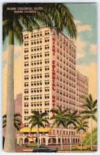 1953 MIAMI COLONIAL HOTEL FLORIDA VINTAGE LINEN ADVERTISING POSTCARD BAYFRONT PK picture